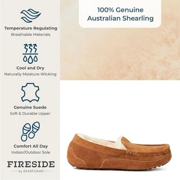 (R8) Fireside Slippers Dearfoams Men\'s, Melbourne Sheepskin, Indoor/Outdoor,9,10 main image 7